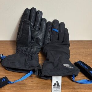 Eddie Bauer First Ascent Primaloft Black Ski Gloves with Blue Accents